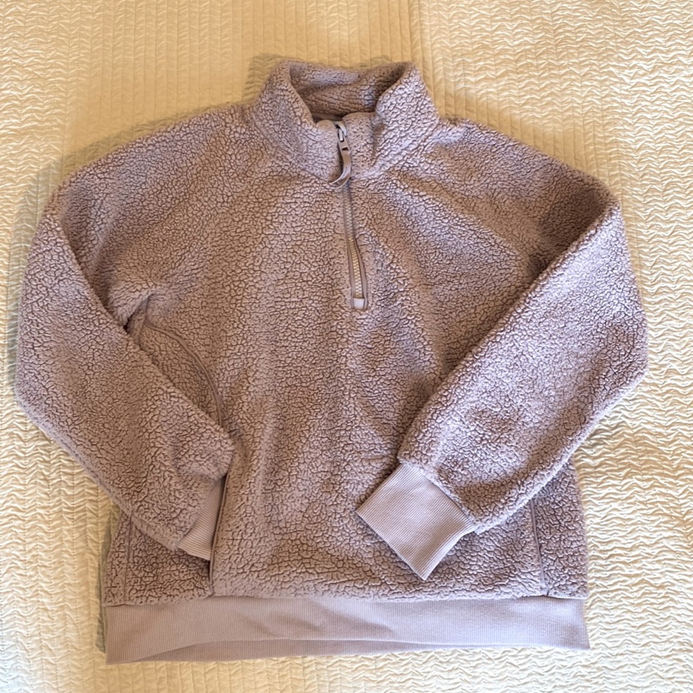Athleta Girl, fleece pullover, lilac, size 12 (L)